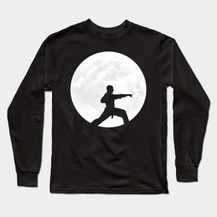 Kungfu Practitioner Shadow in Fullmoon Long Sleeve T-Shirt